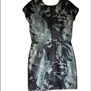 Zara Basic Dress M Woman Sheath Blue Cap Sleeve